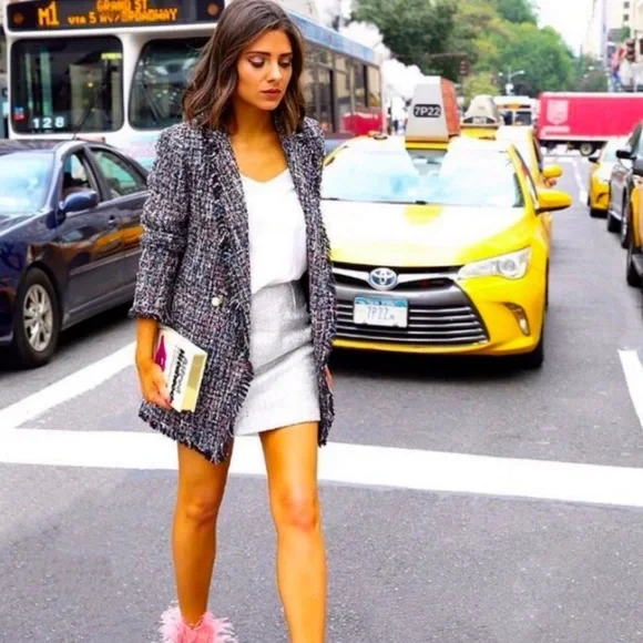 Zara Jackets Coats Zara Tweed Jacket With Faux Pearl Buttons